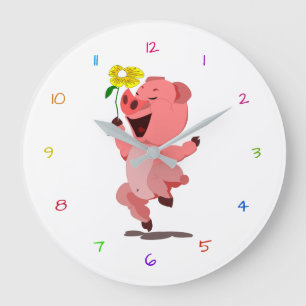 Happy Piggy Large Clock