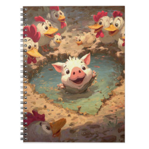 Happy Piglet Mud Bath Farm Notebook