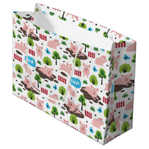 Happy Piglets In The Mud Large Gift Bag