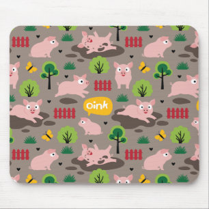 Happy Piglets In The Mud  Mouse Pad