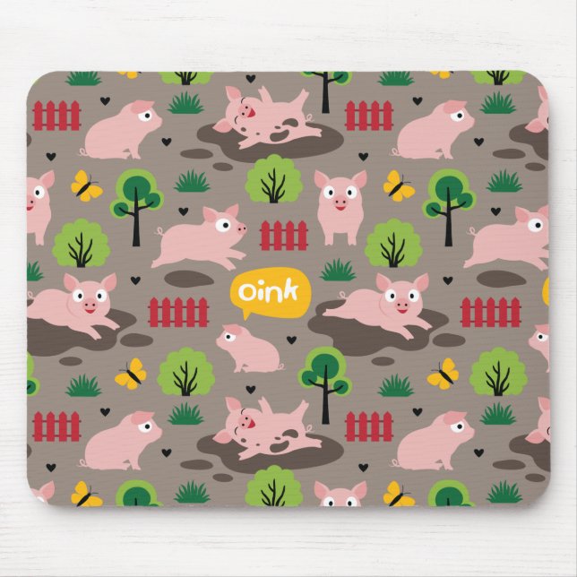 Happy Piglets In The Mud  Mouse Pad (Front)