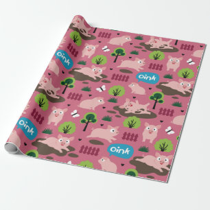 Happy Piglets In The Mud Wrapping Paper
