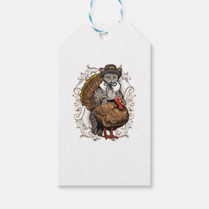 Happy Pilgrim Cat Thanksgiving Costume Turkey Holi Gift Tags