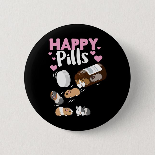 Happy Pill Guinea Pig 2 Inch Round Button (Front)