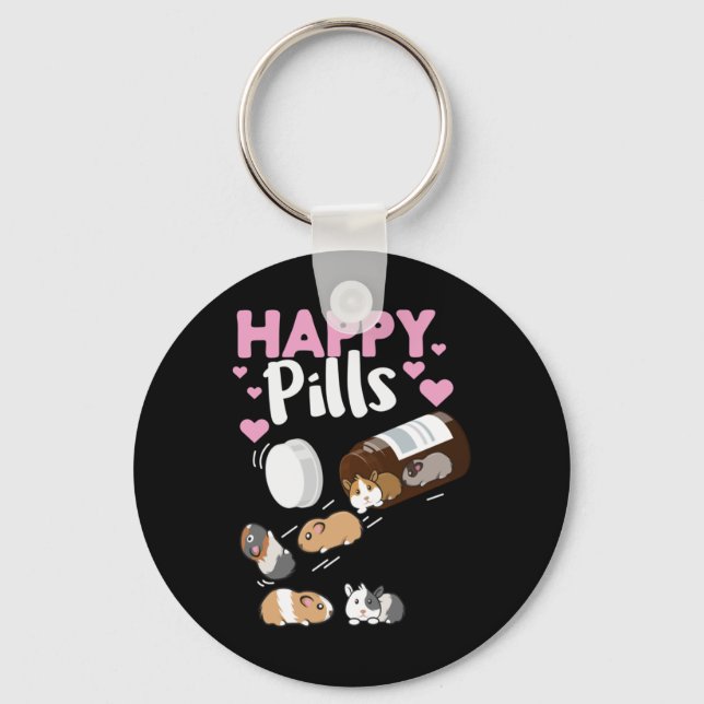 Happy Pill Guinea Pig Keychain (Front)