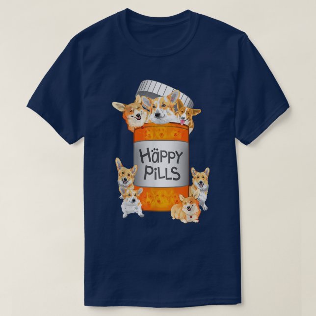 Happy Pills Corgi  T-Shirt (Design Front)