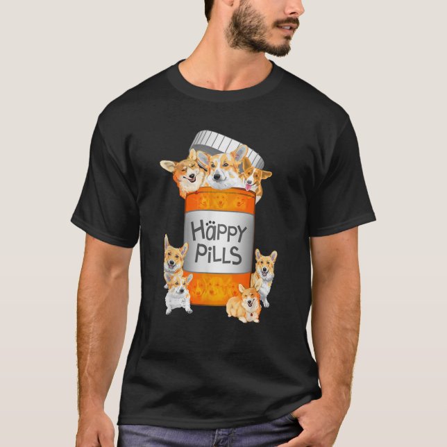 Happy Pills Corgi T shirt (Front)