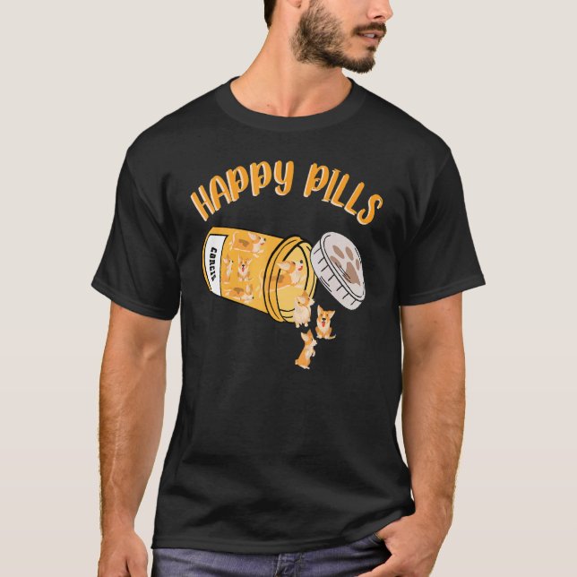 Happy Pills Corgis Dog T-Shirt (Front)