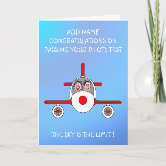 Happy pilot just passed test  card (Front)