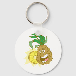 happy pineapple character dude keychain