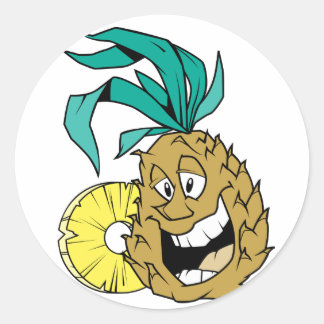 Happy Pineapple Classic Round Sticker