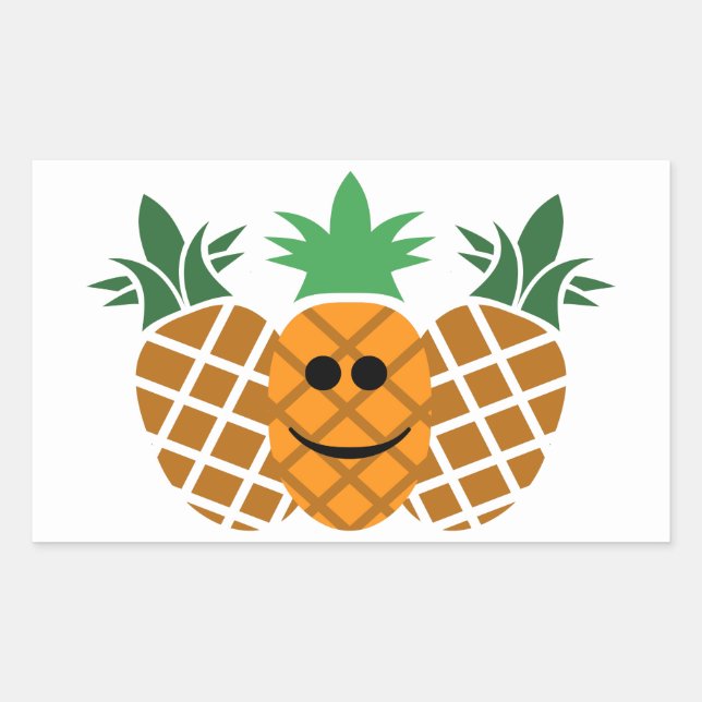 Happy Pineapple Design - Classic Round Sticker, Gl Sticker (Front)