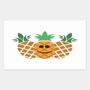 Happy Pineapple Design - Classic Round Sticker, Gl Sticker