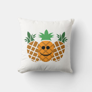 Happy Pineapple Design - Polyester Throw Pillow, T Pillow
