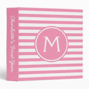 Happy Pink and White Stripe Memory Album Binder