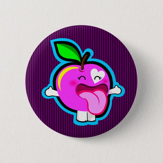 Happy pink apple button (Front)