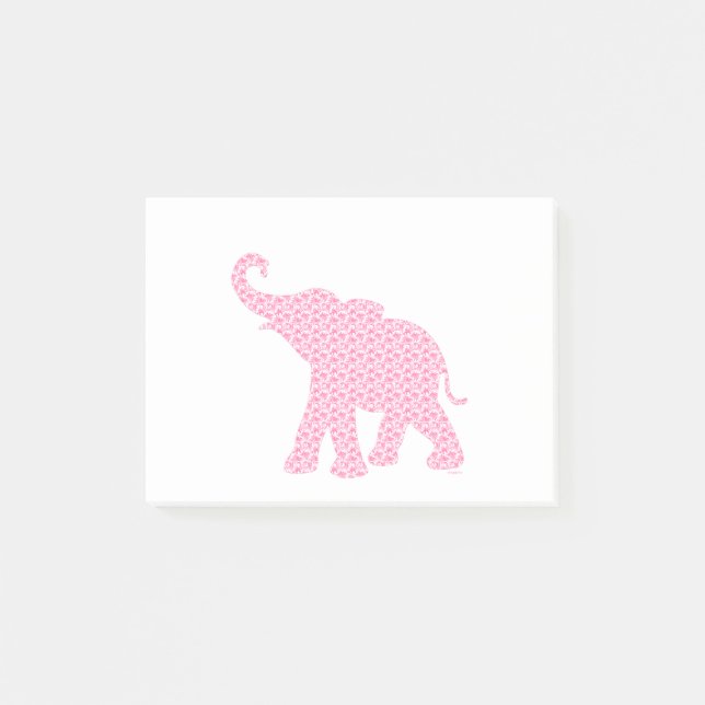 Happy Pink Elephant-Art Pattern Cute Post-it Notes (Front)