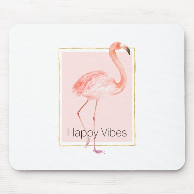 Happy Pink Flamingo Mouse Pad (Front)