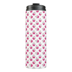 Happy Pink Heart Cupcake - Sweet Bakery Pattern Thermal Tumbler
