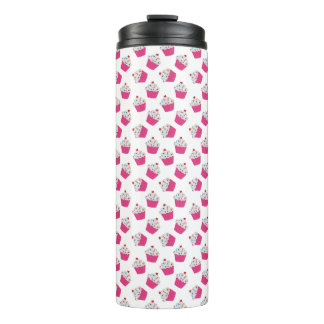 Happy Pink Heart Cupcake - Sweet Bakery Pattern Thermal Tumbler