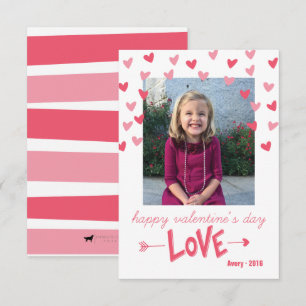 Happy Pink Hearts Valentine’s Photo Card