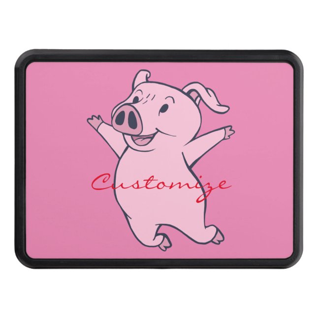 Happy Pink Pig Jumping Thunder_Cove Trailer Hitch Cover (Front)