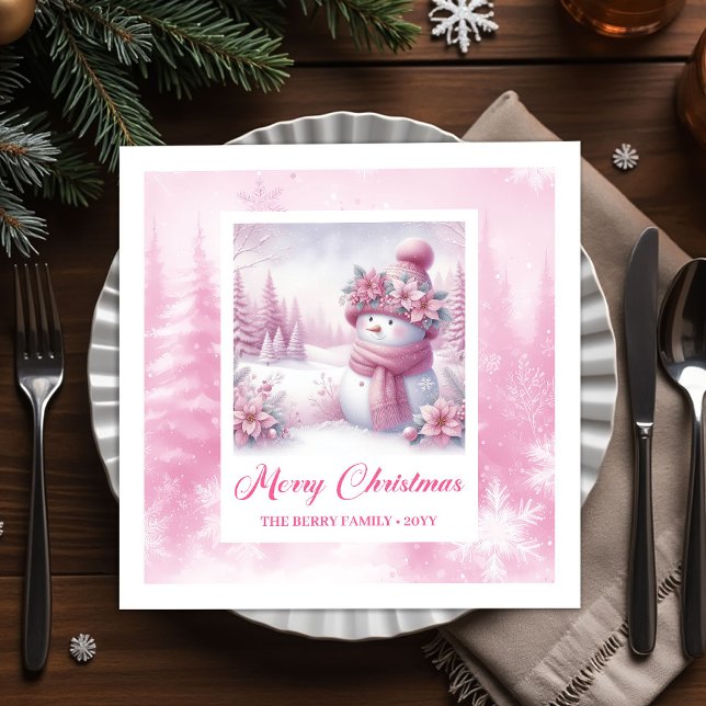 Happy Pinkmas Christmas Napkins Winter Forest Kids (Happy Pinkmas Christmas Napkins Winter Forest Kids Design)