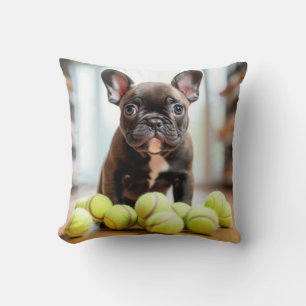 🐕 Happy Pinscher Pup with Tennis ball Throw Pillow