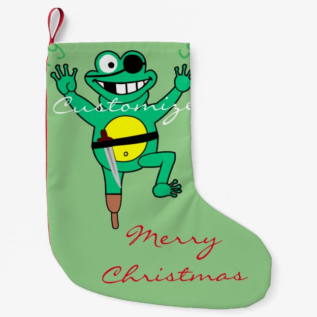 Happy Pirate Frog Day  Thunder_Cove Small Christmas Stocking (Front)