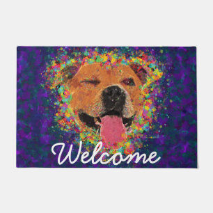 Happy Pit Bull Pop Art Doormat