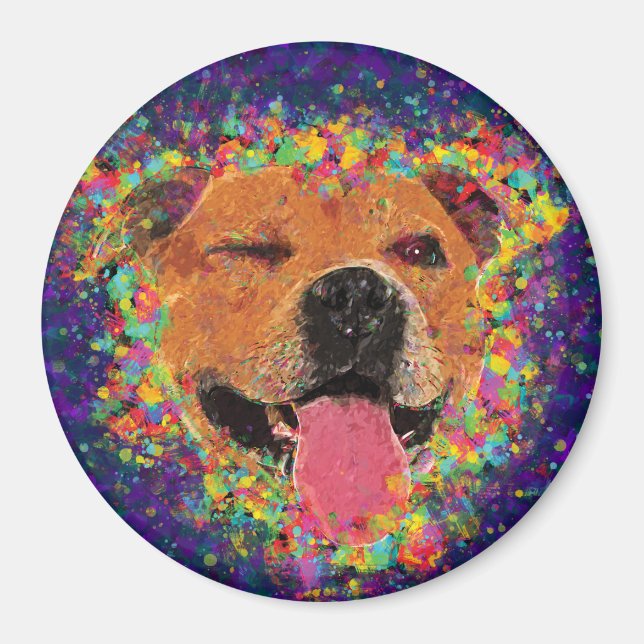 Happy Pit Bull Pop Art Magnet (Front)