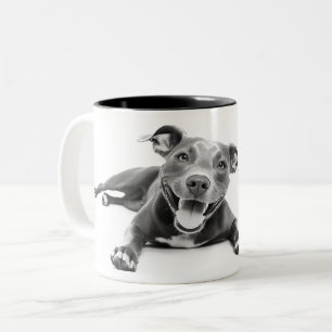 Happy Pitbull dog Two-Tone Coffee Mug