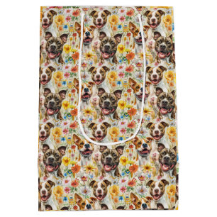 Happy Pitbull Dogs, Pit Bulls Medium Gift Bag