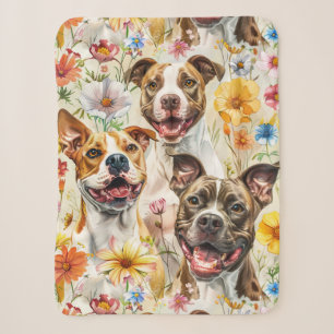 Happy Pitbull Dogs, Pit Bulls Sherpa Blanket