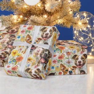 Happy Pitbull Dogs, Pit Bulls Wrapping Paper