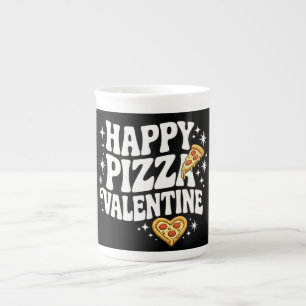 Happy Pizza Valentine Funny Pizza Love Design Bone China Mug