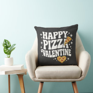 Happy Pizza Valentine Funny Pizza Love Design Throw Pillow