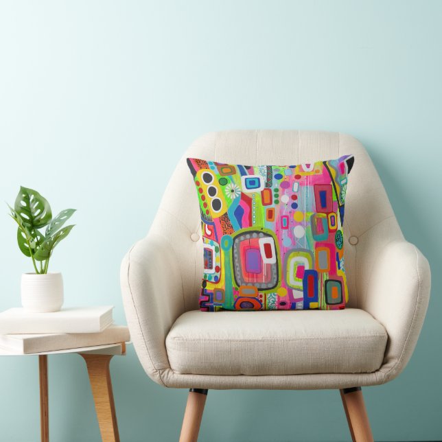 Happy Place 16 x 16 Cotton Throw Pillow (Chair)