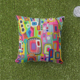 Happy Place 16 x 16 Outdoor Throw Pillow