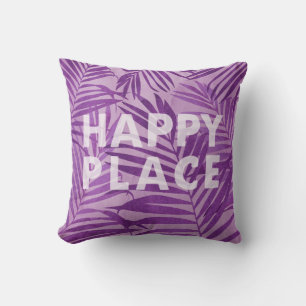 Happy Place Hawaiian Palms Tropical in Violet Outdoor Pillow