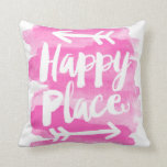 Happy Place - Pink Pillow<br><div class="desc">This comfy throw pillow features fun lettering and a watercolor wash.</div>