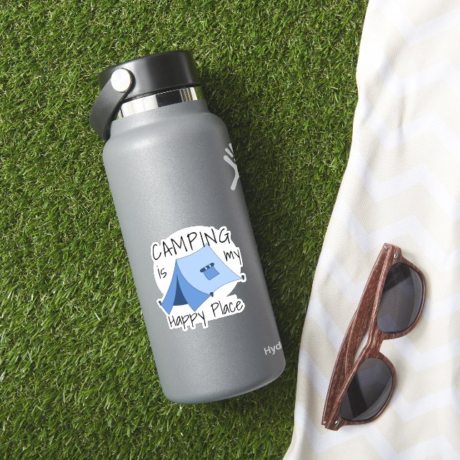 Happy Place Tente Camping Sticker Vinyl (HydroFlask Insitu)