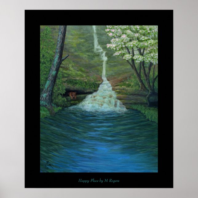 Happy Place - Waterfall Painting Poster (Front)