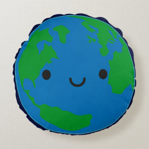 Happy Planet Earth Round Pillow