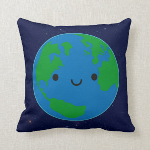 Happy Planet Earth Throw Pillow
