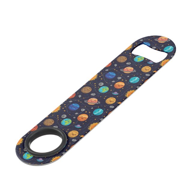 Happy Planets Bottle Opener Bar Key (Back Angled)