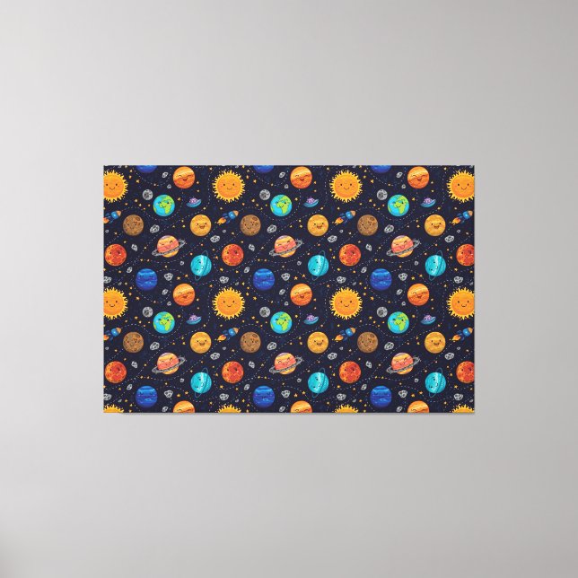 Happy Planets Canvas Print (Front)