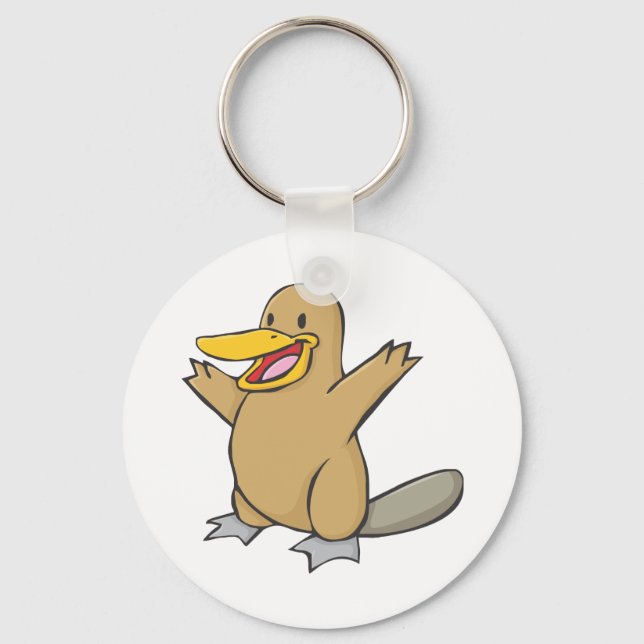 Happy Platypus Cartoon Keychain (Front)
