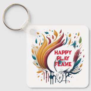 Happy Play Flame & Thank You Design Keychain