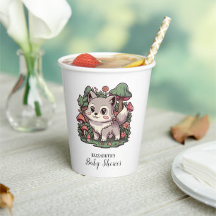 Happy Playful Wolf Baby Shower Paper Cups